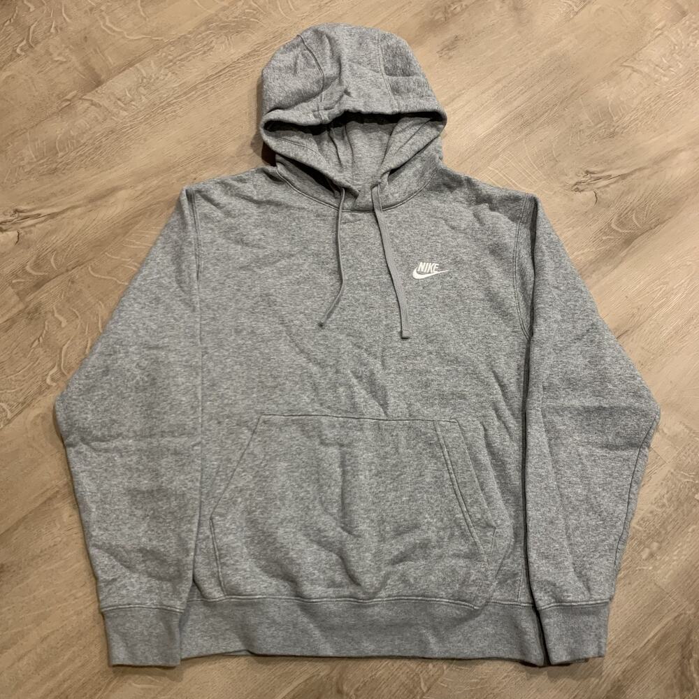 Nike Sportswear Club Fleece Pullover Hoodie Men's Small S Gray Sweatshirt Swoosh